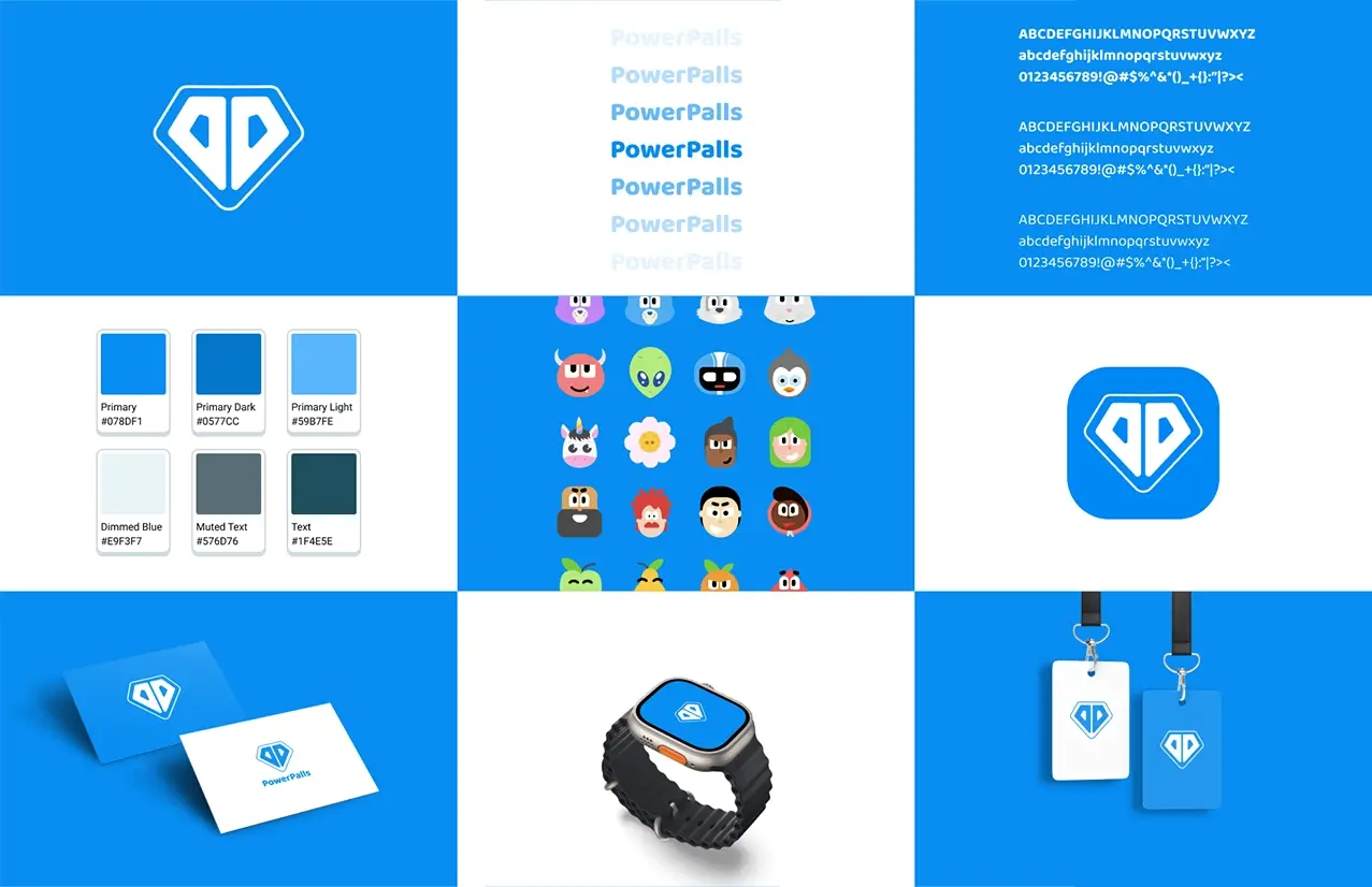 branding and visual identity for PowerPalls, a kids' app.