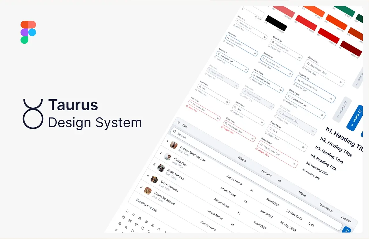 taurus UI library showcasing a complete design system in Figma.