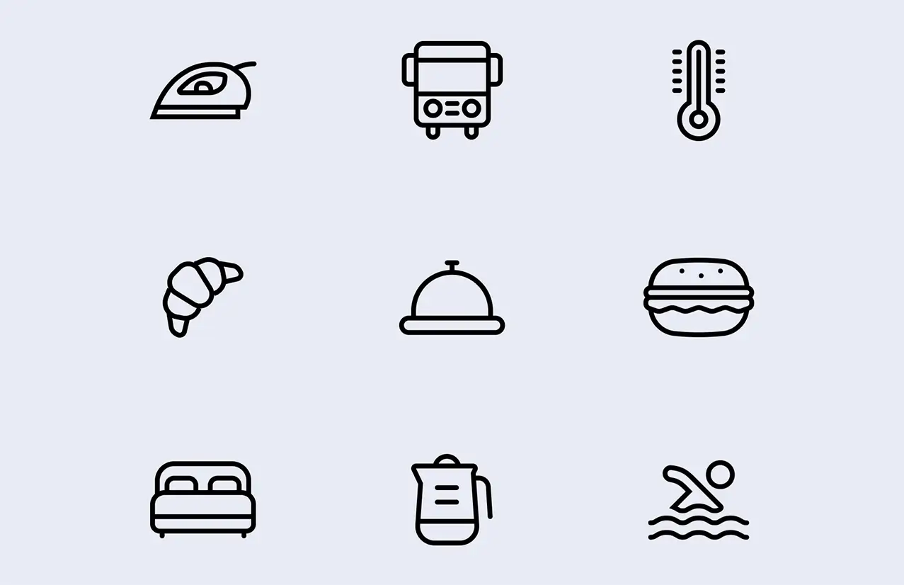 Custom icons designed for web and app interfaces across industries, enhancing usability and visual appeal.