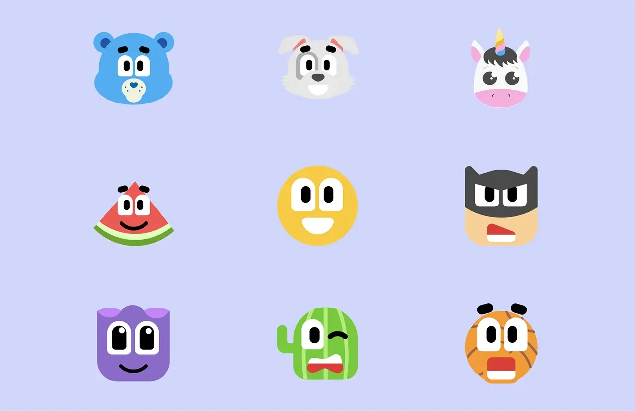 Custom app avatars featuring unique styles and expressive details for enhanced user interaction.