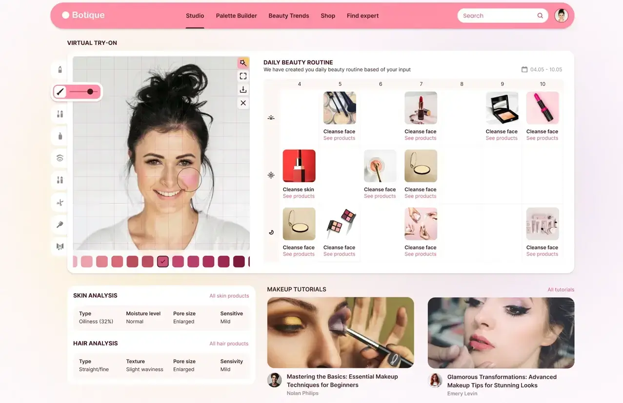 Showcase for Beautique design app